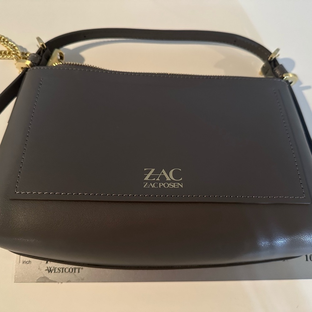 ZAC Zac Posen Charcoal Leather Shoulder Bag - Picture 4 of 5